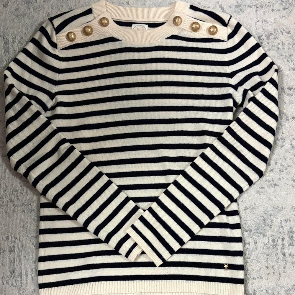 Des Petits Haus - Pull Striped Navy and Cream Women's Top
